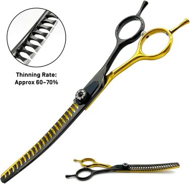 Професійна витончена кусачка для собак 7.5 дюймів з японської сталі 440C, для тонкої обрізки шерсті, зменшує товщину на 20-70%