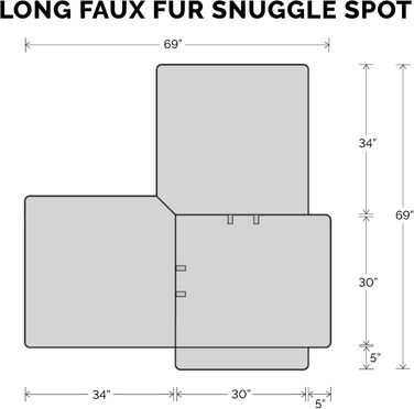 Плед Furhaven Snuggly Spot із довгим штучним хутром для захисту меблів, кутовий, машинне прання, колір тауп, універсальний розмір