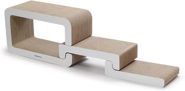 PetRhein 3-в-1 Кігтеточка для котів, велика XXL картонна кігтеточка, багатофункціональні меблі для котів з пандусом та будиночком, розтягується до 116 см, міцна завдяки стільниковій структурі, килимок для кількох котів