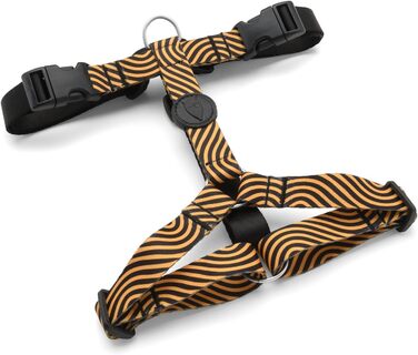 Шлейка для собак ORSO® H-подібна, 5-точкове регулювання, для собак малого та середнього розміру, жовтогарячий/чорний колір, розмір XL