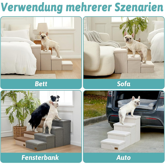 Сходинки для собак маленьких порід зі зберіганням, широкі, складані для ліжка та дивана, з неслизьким покриттям, водонепроникні (3x97x56 см), 3x97x56 см (бежевий, 4, 43x97x56 см)