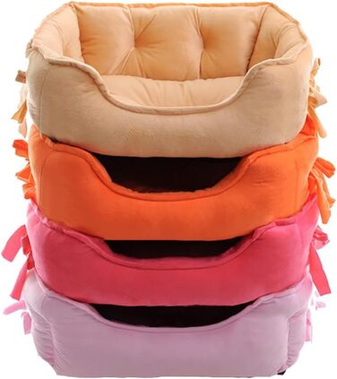 М'яке ліжко для собак M&Catree з подушкою, антиковзаюча, кошик для собак, можна прати, плюшеве, для маленьких та середніх собак - L (38 x 48 x 18 см, помаранчевий)