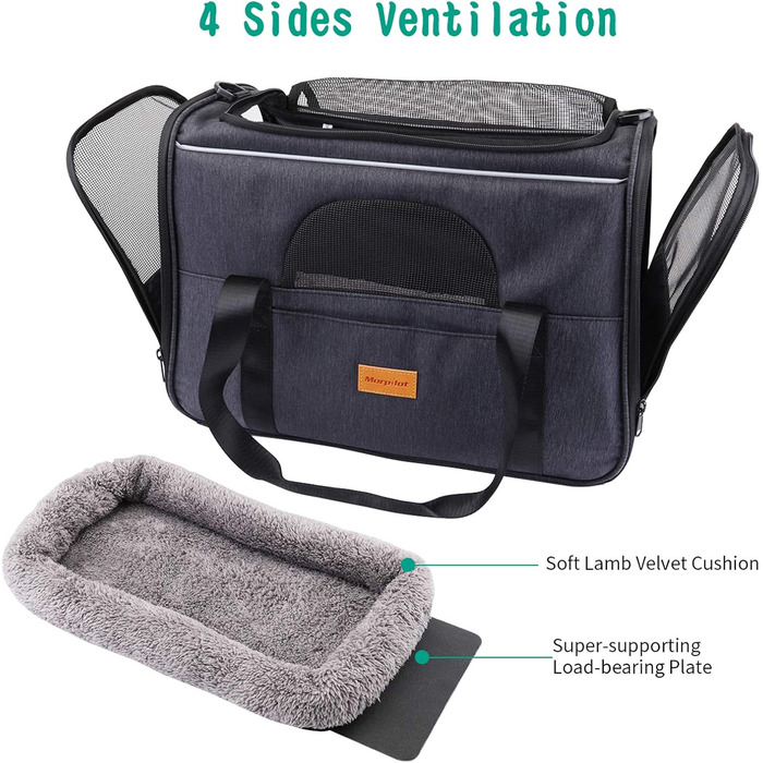 Транслювач для котів Morpilot, сумка-переноска для тварин, дозволена авіакомпаніями, для маленьких собак та котів, чорний, S