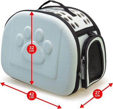 Сумка-переноска для тварин Arquivet сірого кольору, 42x27x32 см, для собак, котів, цуценят, дорослих тварин, рюкзак з вентиляцією