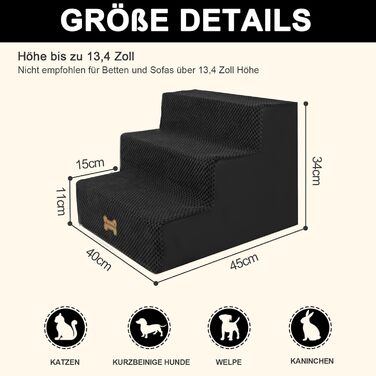 Сходинка для собак Непфайві - 3 сходинки, чорний колір (H:34 см)