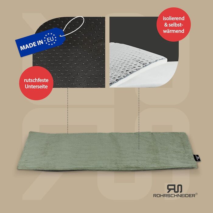 Кішка ліжко-лежанка для вікна | Самопідігріваюча підстилка для котів | Зроблено в ЄС | М'яке ліжко для котів з антиковзною підкладкою | Миється, матеріал - корд | Розмір 2 (90 x 29 см) | (сіль)