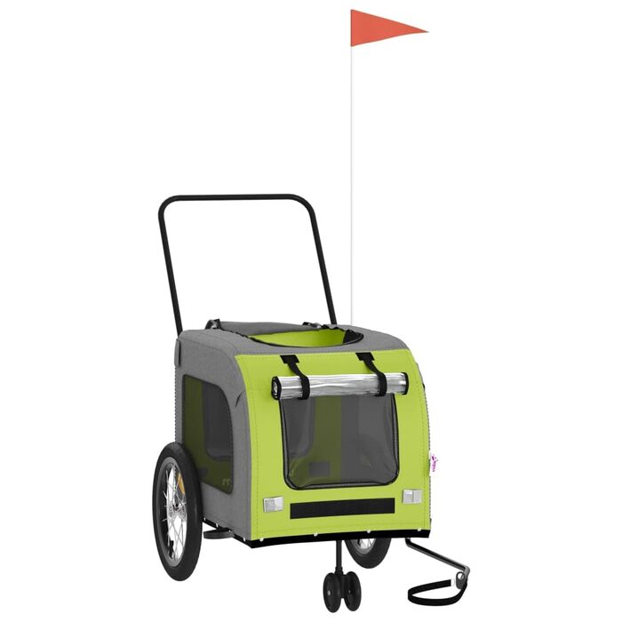 Транспорт для домашніх тварин: візок для котів та собак, велосипедний причіп, зелений та сірий, Oxford-Gewebe, для прогулянок