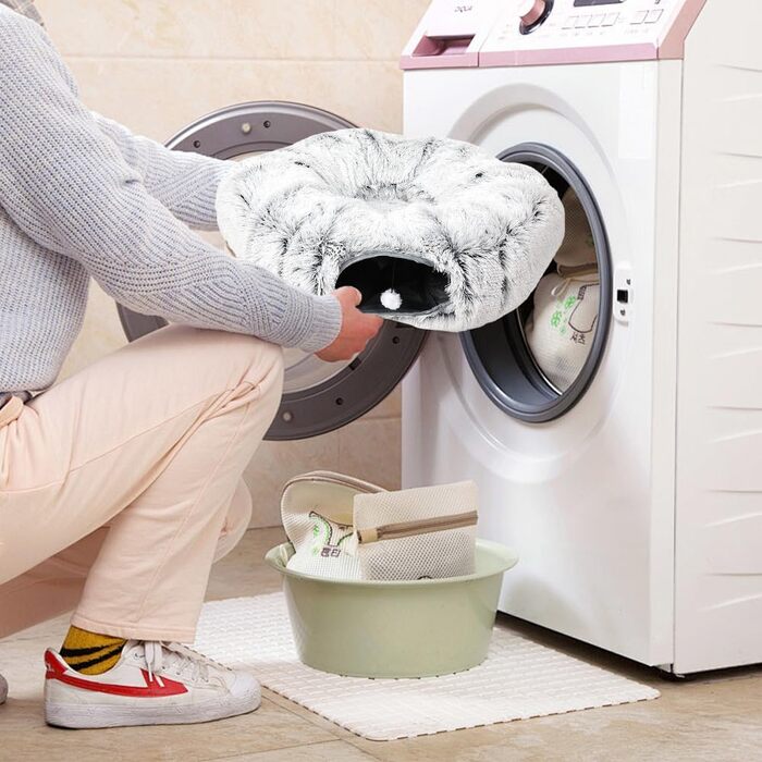 Туннель для котів, іграшка-печера з місцем для сну, XXL, м'який плюш, велике котяче ліжко для дому з м'ячиком, багатофункціональний тунель для котів, ігрова кругла лежанка