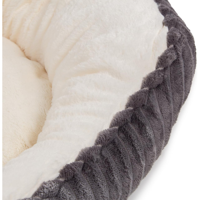 Корзина для собак Wallace & Jones Cameron, середнього розміру, овальна, пухнаста, антиковзаюча, антрацит-бежева, розмір M, 75 x 55 x 20 см