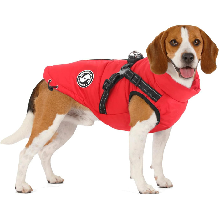 Теплий зимовий одяг для собак - куртка-манта для маленьких собак, червона (L)