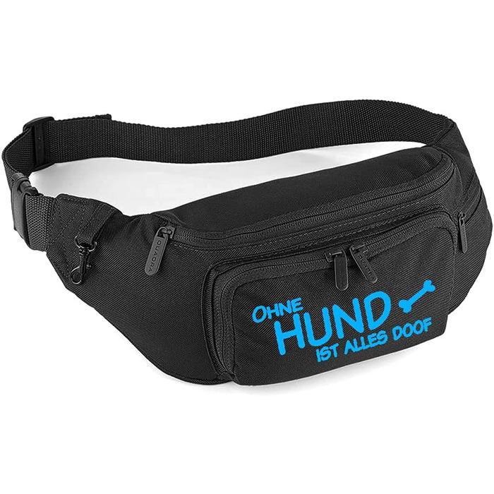 Сумка для ласощів для собак, сумка для доріг, сумка для дресирування собак (чорний/синій з іменем на вибір)