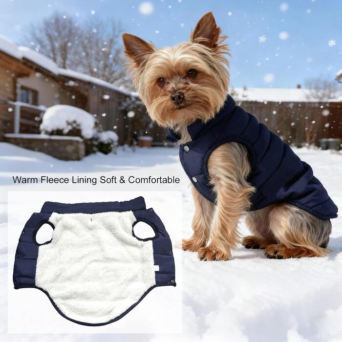 Теплий зимовий одяг для собак: водонепроникна куртка з флісу для великих собак. Зелений пуловер для собак, розмір M, колір синій