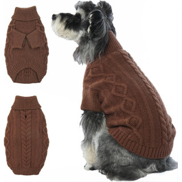 Теплий зимовий светр для собак Lelepet з коміром-гетром, коричневий, розмір M