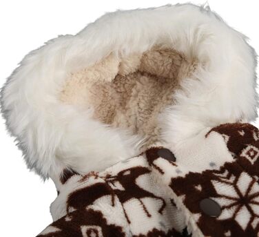 Зимовий теплий костюм для собак з капюшоном, м'який, з візерунком Сніжинка/Олень, для малих та середніх собак (M), колір кава