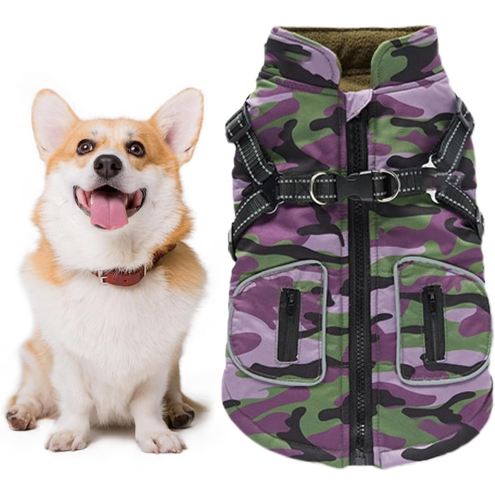 Зимовий теплий одяг для собак - водонепроникний теплий жилет для цуценят з інтегрованим шлейкою, захист від будь-якої погоди | Надійний крій для собак маленьких, середніх та великих порід