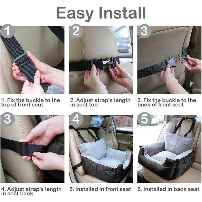 Автокрісло для собак та котів Fareyy, підняття для тварин, переноска з сумкою та страхувальним ременем, водовідштовхувальне, тепле, плюшеве, чорне