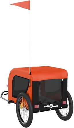 Фарм-причіп для собак Tidyard - 45 кг, з відбивачами та прапором, Oxford-тканина та метал (Помаранчевий/Чорний)