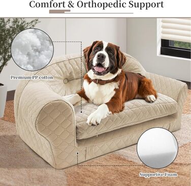 Софа для собак, розкішна лежанка для домашніх тварин знімним чохлом, м'яка та зручна підстилка для собак та котів середніх та маленьких порід