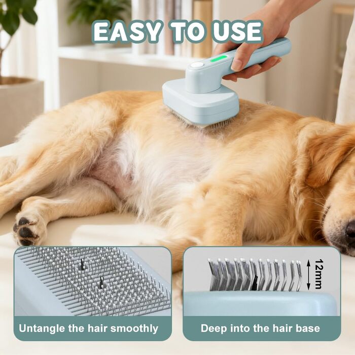 Іоно-щітка для грумінгу Pet Ionbrush - щітка для собак, котів та інших тварин, для блискучого та гладкого хутра, розплутує шерсть, проста у використанні, підходить для довгої та короткої шерсті (блакитна)