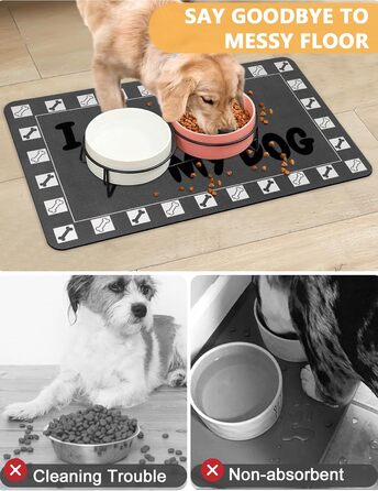 Підкладка під годівницю для собак та котів, 30 x 50 см, сіра, нековзна