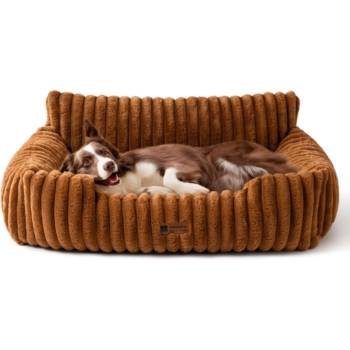 М'яке ліжко для котів та собак MEWOOFUN - зручне лежання, 91x72x30 см, коричневе
