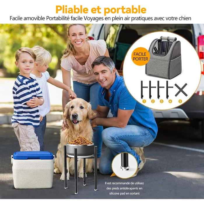 Підвищена підставка для миски для собак, регульована, висота 15-28 см, 4 положення, кріплення для годівниці для собак, для великих, середніх та малих собак