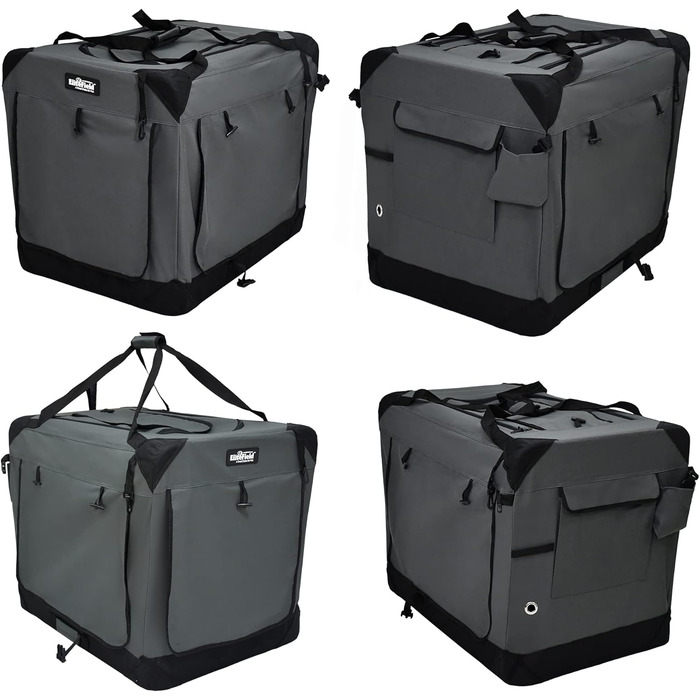 Клітка для собак EliteField з 3 дверцятами, складана, м'яка, з сумкою для перенесення та флісовою підстилкою, для дому та вулиці, 91.4 x 61 x 71.1 см