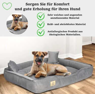 Ортопедичне ліжко для собак великих порід King Dog: зелений велюровий кошик для домашніх тварин, 115 x 95 см, легко миється, силіконова наповнювач