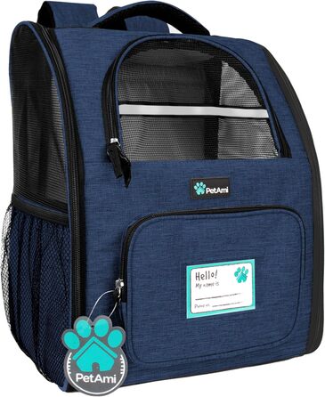 PetAmi Рюкзак для кота/собаки, рюкзак-переноска для тварин, для подорожей, кемпінгу, Marineblau (Heather Navy)