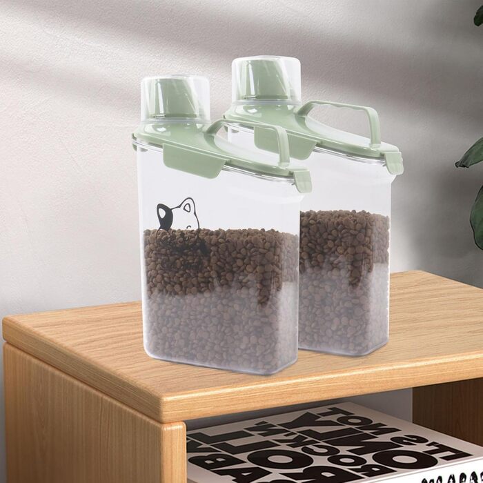 Контейнер для котячого корму 2.8L з мірним стаканчиком та ручкою, для собак та котів, герметичний, BPA-free, прозорий