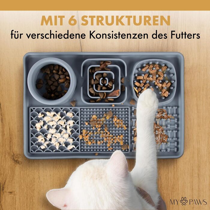 Schleckmatte для котів та собак MyPaws® Premium - інтелектуальна іграшка, Activity Board, сірий/чорний