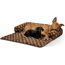 М'який килимок для собак на диван – ковдра для собак, ліжко для собак на диван – ручна робота, з бортиком, можна прати до 90°C, особливо м'який – розмір XL, приблизно 117x97x15 см (плюш, коричневий)