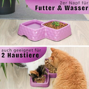 Набір мисок для котів та маленьких собак ne&no® з бамбука, фіолетовий (до 400г корму, 350мл води)