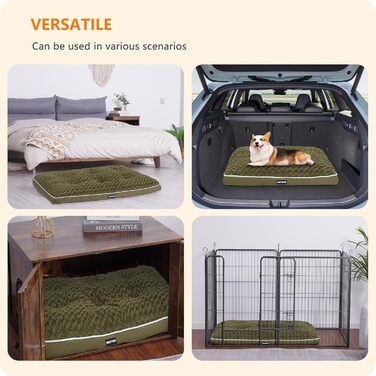 Ортопедичне ліжко для собак, матрац для собак з двоярусним дизайном, миється, знімний кошик для собак, 90 см для собак маленьких та середніх порід (89 x 59 x 10 см, оливковий)