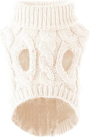 Теплий зимовий пуловер для собак, з флісовою підкладкою, для чихуахуа, такси, осінь-зима (білий, L)