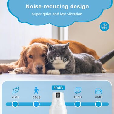 Електричний шліфувальник для нігтів собак Brifit, тихий, для собак, котів та інших домашніх тварин, білий - сріблястий