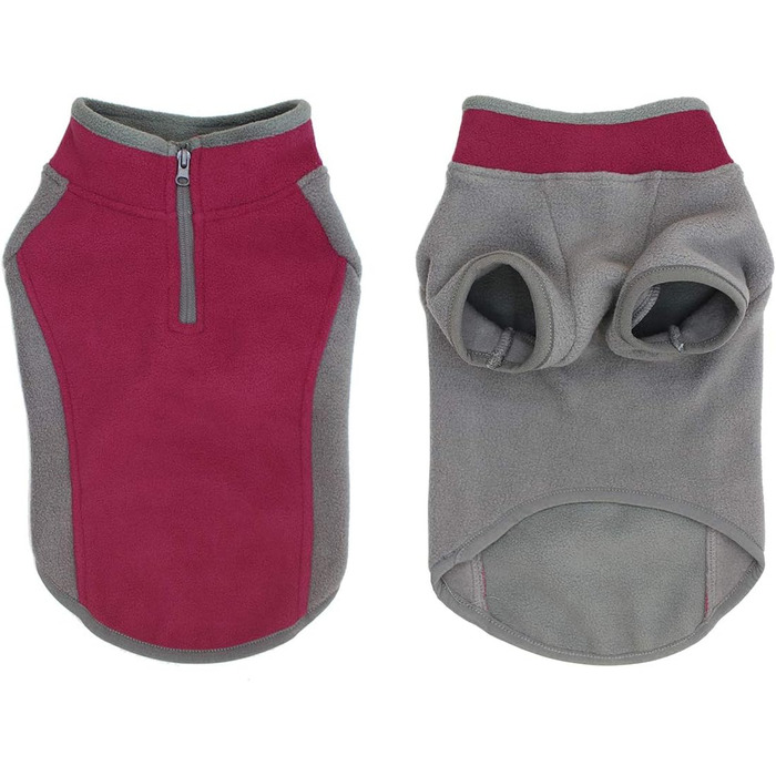 Теплий зимовий пуловер для собак з напівблискавкою, флісова куртка для собак, тепла жилетка для собак, одяг для собак у холодну погоду, для маленьких собак та цуценят, великих, бордовий