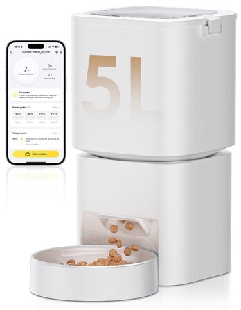 Автоматичний годівниця для котів та собак з Wi-Fi, 5L, керування через додаток, 1-10 прийомів їжі на день