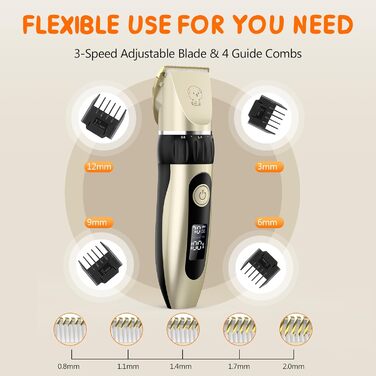 Професійний триммер для собак та котів YAZ EKY Leise - електрична машинка для стрижки з 4 насадками, для густого, кучерявого та довгого волосся