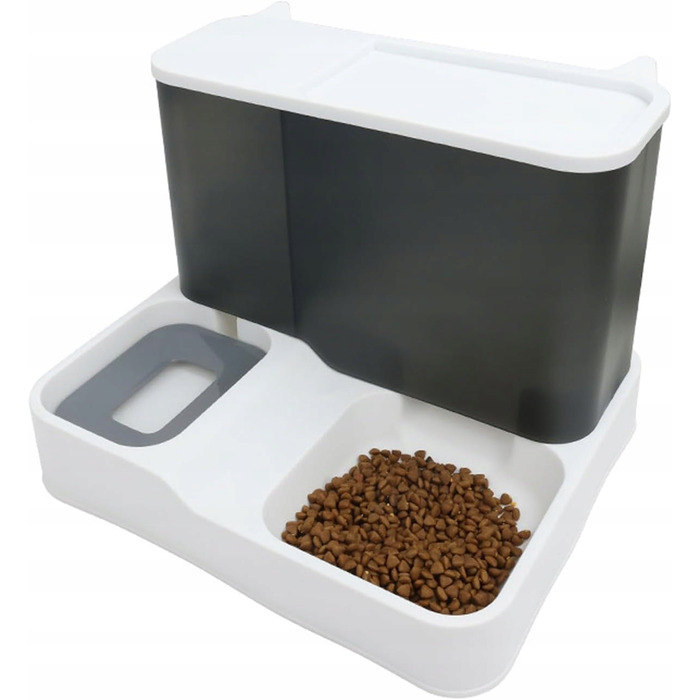 Автоматичний годувальник та поїлка для тварин, великий контейнер 2,8 л + 1 л, сірий