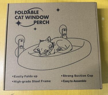 Котів гамак для вікна EDAGNY: м'який, розкладний, сірий, до 18 кг