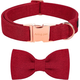 Нашийник для собак Aring PET на Різдво, червоний бавовняний нашийник з бантиком, милий нашийник з метеликом, подарунок для собак з металевою застібкою, для маленьких, середніх та великих собак, L, червоний