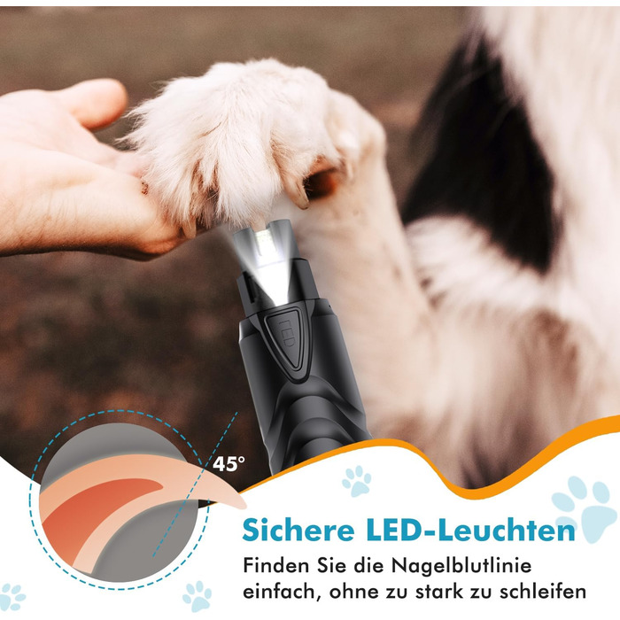 Шліфувальник для собак ETENTOUS: професійний, тихий, з 3 насадками та ножицями для догляду за кігтями. Підходить для собак великих, середніх та малих порід. Чорний колір.