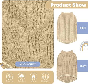 Теплий собачий светр Sanqitara, облягаючий, м'який, для маленьких та середніх собак, короткі рукави, в'язаний, колір хакі (XS)