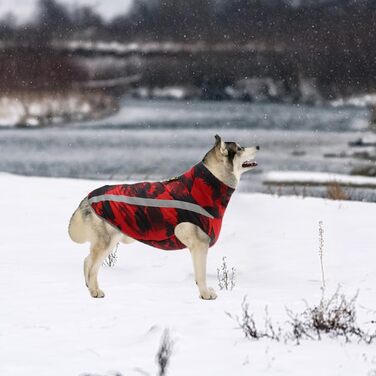 Водонепроникний собачий плащ: тепла зимова куртка, жилетка для собачого спорту, одяг для домашніх тварин з отвором для шлейки, світловідбиваючими смугами, середній та великий розмір, вітронепроникний костюм для собак, одяг для собак (4XL, червоний)