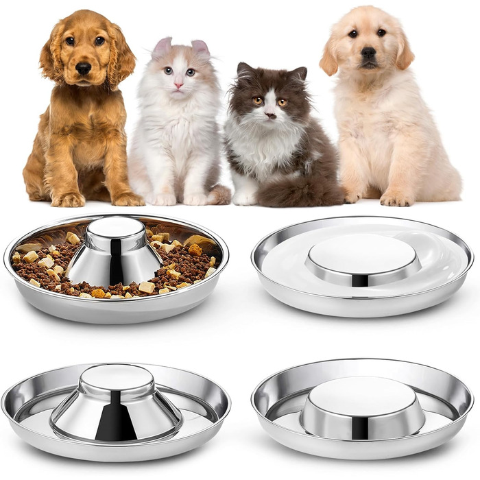 Набір з 4 мисок для собак Surmounty: миски для корму та води з нержавіючої сталі, для середніх та великих собак, годівниця для собак, котів та інших домашніх тварин
