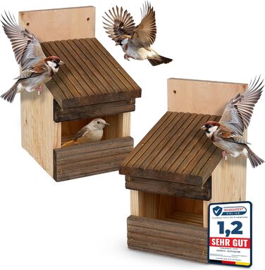 Два годівниці-будиночки для птахів Oramics напіввідкриті для саду, балкону та тераси - годівниця для диких та садових птахів, стійка до погодних умов, ідеальна для птахів будь-якого виду