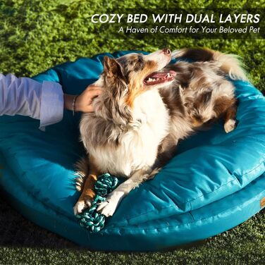 Ортопедичне собаче ліжко CevaHome, кругле, водонепроникне, з неслизьким покриттям, XL, оливково-зелене