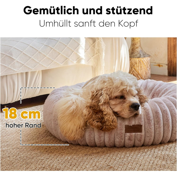 Ортопедичне ліжко для собак та котів FUKUMARU, 76x76x18 см, знімний чохол, сучасний дизайн, рожевий колір