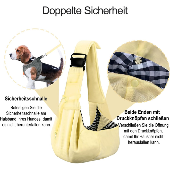 PetLoft Слінг-переноска для собак, реверсивний, регульований, для собак/кішок/кроликів (Бежевий)